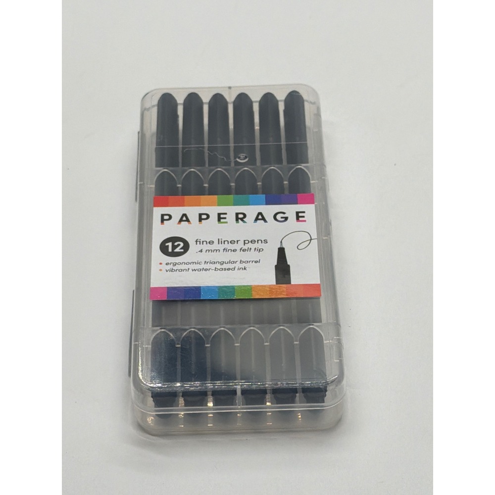 Paperage 12 Pack Fine Liner Pens .4mm Black Felt Tip Ergonomic Triangular 50896‎